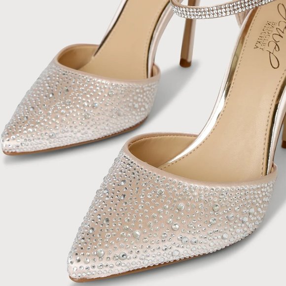 BADGLEY MISCHKA Jailene Ankle Strap Stiletto in Champagne Size 5.5 NEW - Picture 2 of 5